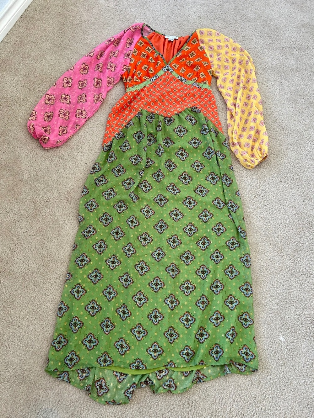 Pink Mix Tile Una Maxi Dress by Never Fully Dressed Sz US 8 Patchwork